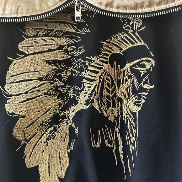 Robin's Jean Black and Gold Bomber Jacket size large - Picture 3 of 15